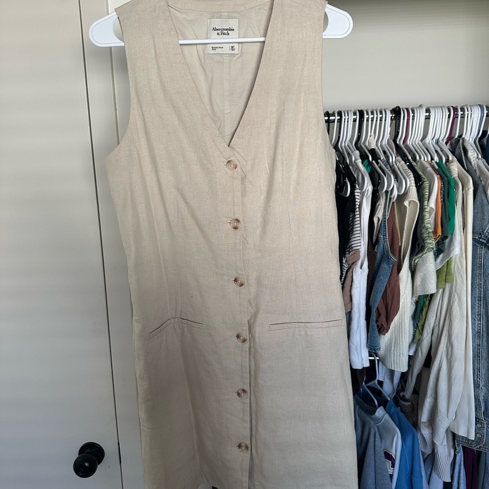 Abercrombie & Fitch Beige Button-Down Mini Dress